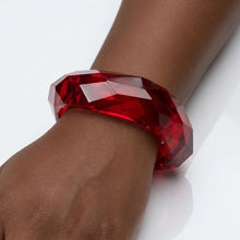 Load image into Gallery viewer, Bangle Transparent Red Octagon Facet Bracelet
