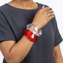 Load image into Gallery viewer, Bangle Retro Red Shimmer Prism Chunky Bracelet

