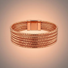 Load image into Gallery viewer, Gold 5 Strand Gold Stone Disco Ball Cuff Bracelet
