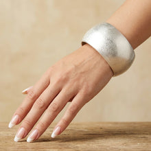 Load image into Gallery viewer, Bangle Matte Silver Metal Wide Hinge Bracelet
