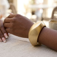 Load image into Gallery viewer, Bangle Matte Gold Chunky Sculptural Bracelet
