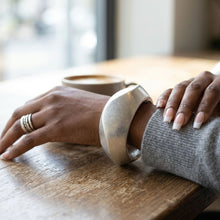 Load image into Gallery viewer, Bangle Matte Silver Chunky Sculptural Bracelet
