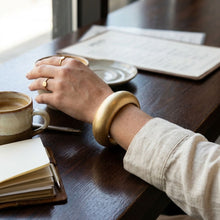 Load image into Gallery viewer, Bangle Matte Gold Metal Sculpted Sleek Bracelet
