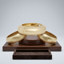 Load image into Gallery viewer, Bangle Matte Gold Metal Sculpted Sleek Bracelet
