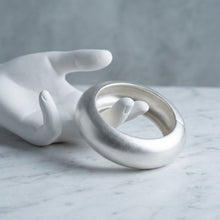 Load image into Gallery viewer, Bangle Matte Silver Metal Sculpted Sleek Bracelet
