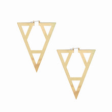 Load image into Gallery viewer, Hoop Geometric Pointed Gold Triangle XL Earrings
