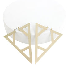 Load image into Gallery viewer, Hoop Geometric Pointed Gold Triangle XL Earrings
