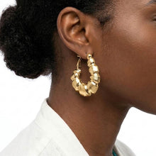 Load image into Gallery viewer, Chunky Gold Textured Segmented Hoop Earrings
