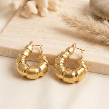 Load image into Gallery viewer, Chunky Gold Textured Segmented Hoop Earrings
