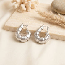 Load image into Gallery viewer, Chunky Silver Textured Segmented Hoop Earrings
