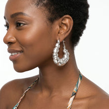 Load image into Gallery viewer, Chunky Silver Textured Segmented Hoop Earrings
