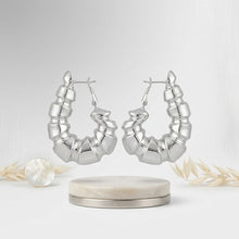 Load image into Gallery viewer, Chunky Silver Textured Segmented Hoop Earrings
