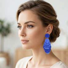 Load image into Gallery viewer, Dangle Blue Shell Disc Resort Fashion Earrings

