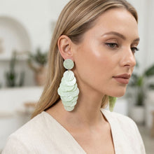 Load image into Gallery viewer, Dangle Lime Green Swirl Shell Disc Resort Earrings
