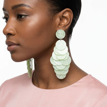 Load image into Gallery viewer, Dangle Lime Green Swirl Shell Disc Resort Earrings
