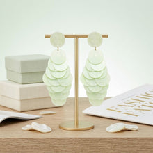 Load image into Gallery viewer, Dangle Lime Green Swirl Shell Disc Resort Earrings
