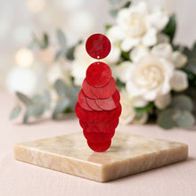 Load image into Gallery viewer, Dangle Red Swirl Shell Disc Resort Earrings
