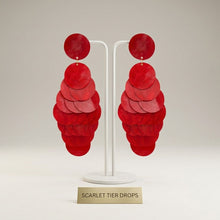 Load image into Gallery viewer, Dangle Red Swirl Shell Disc Resort Earrings

