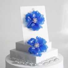 Load image into Gallery viewer, Oversized Blue Acrylic Petal Flower Stud Earrings
