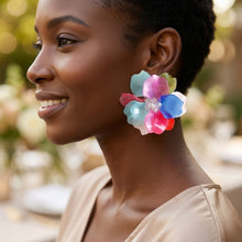 Load image into Gallery viewer, Oversized Multicolor Acrylic Flower Stud Earrings
