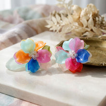 Load image into Gallery viewer, Oversized Multicolor Acrylic Flower Stud Earrings
