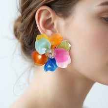 Load image into Gallery viewer, Oversized Multicolor Acrylic Flower Stud Earrings
