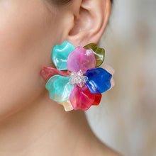 Load image into Gallery viewer, Oversized Multicolor Acrylic Flower Stud Earrings
