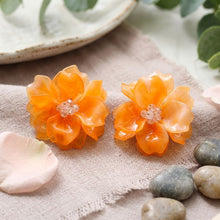 Load image into Gallery viewer, Oversized Orange Acrylic Flower Stud Earrings
