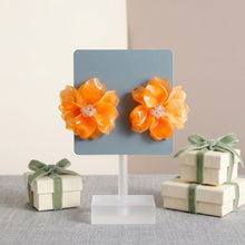Load image into Gallery viewer, Oversized Orange Acrylic Flower Stud Earrings
