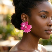 Load image into Gallery viewer, Oversized Pink Acrylic Petal Flower Stud Earrings

