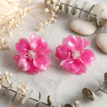Load image into Gallery viewer, Oversized Pink Acrylic Petal Flower Stud Earrings
