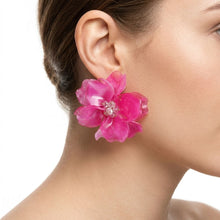Load image into Gallery viewer, Oversized Pink Acrylic Petal Flower Stud Earrings
