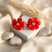 Load image into Gallery viewer, Oversized Red Acrylic Petal Flower Stud Earrings
