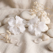 Load image into Gallery viewer, Oversized White Acrylic Petal Flower Stud Earrings
