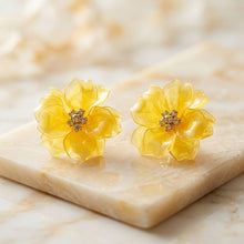 Load image into Gallery viewer, Oversized Yellow Acrylic Petal Flower Stud Earrings
