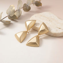 Load image into Gallery viewer, Drop Matte Gold Puffed Triangle Modern Earrings
