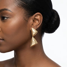 Load image into Gallery viewer, Drop Matte Gold Puffed Triangle Modern Earrings
