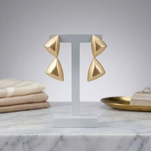 Load image into Gallery viewer, Drop Matte Gold Puffed Triangle Modern Earrings
