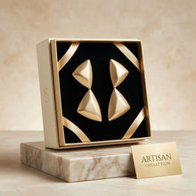Load image into Gallery viewer, Drop Matte Gold Puffed Triangle Modern Earrings
