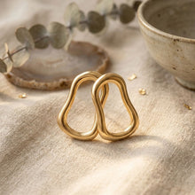 Load image into Gallery viewer, Stud Brushed Matte Gold Wavy Oval Earrings
