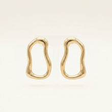 Load image into Gallery viewer, Stud Brushed Matte Gold Wavy Oval Earrings
