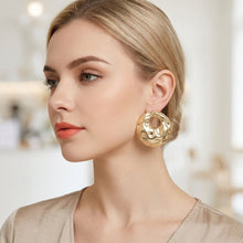 Load image into Gallery viewer, Stud Matte Gold Liquid Metal Disc Earrings

