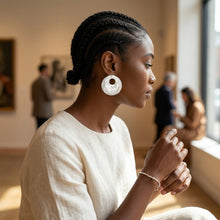 Load image into Gallery viewer, Stud Matte Silver Liquid Metal Disc Earrings
