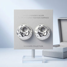 Load image into Gallery viewer, Stud Matte Silver Liquid Metal Disc Earrings
