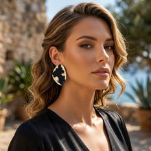 Load image into Gallery viewer, Stud Black and Gold Molten Metal Retro Earrings
