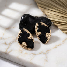 Load image into Gallery viewer, Stud Black and Gold Molten Metal Retro Earrings
