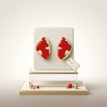 Load image into Gallery viewer, Stud Red and Gold Molten Metal Retro Earrings
