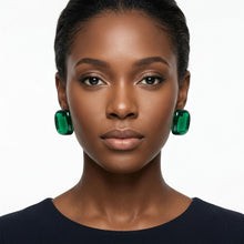 Load image into Gallery viewer, Chunky Green Translucent Square Stud Earrings
