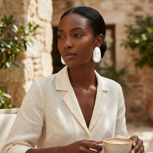 Load image into Gallery viewer, Stud Matte Silver Hammered Dome Teardrop Earrings
