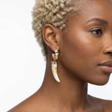 Load image into Gallery viewer, Gold Hoop with Ivory Horn Drop Earrings
